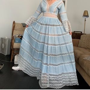 Vintage Authentic Light Blue Mexican Wedding Dress